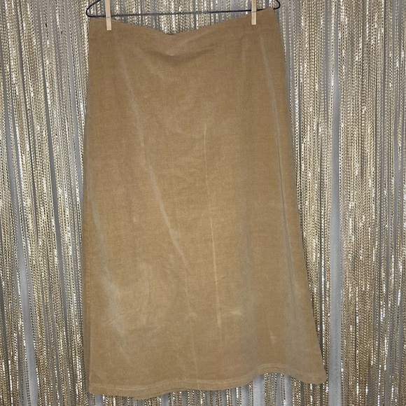 Vintage handmade tan corduroy zip closure back slit a line midi skirt - Picture 1 of 5